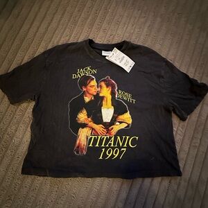 Zara Black Titanic 1997 Graphic Crop Top